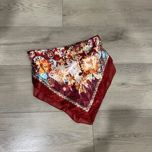 Floral Red Women's Silk Bandana
